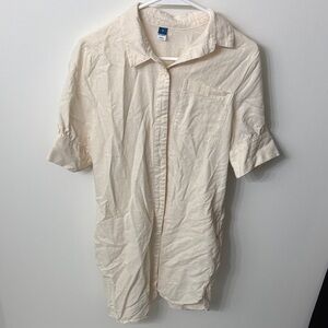 Old Navy Cream Button-Up Shirt Dress